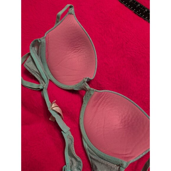 Victoria's Secret PINK Wear Everywhere Push Up Bra 36B Mint Green Shimmer... - Picture 6 of 8